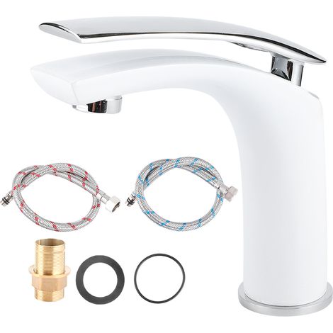Robinet lavabo peinture blanche – eau chaude/froide – bassin – matériel salle bain – norme européenne