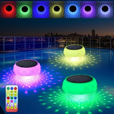 Lampe solaire flottante d'extérieur pour bassin, étanche IP68, avec télécommande et minuterie, 8 couleurs et 4 modes RGB à changement de couleur pour jardin, bassin, spa, piscine, décoration de fête d (1/5)