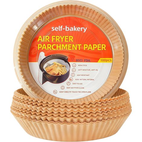 Lot 100 feuilles papier cuisson friteuse à air, papier antiadhésif résistant huile chaleur, feuilles jetables pour panier air fryer (1/5)