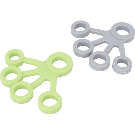 Extenseur de Doigts en Silicone Souple 2 Pièces, Renforceur de Prise Portable 6.6LB pour Entraînement de Force (Vert Clair Gris Clair) (1/5)