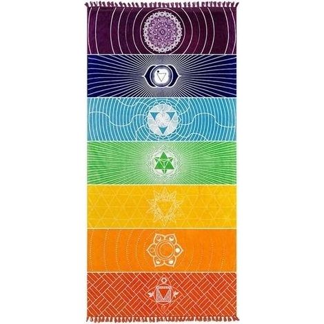 Serviette de Yoga Indienne de Tapisserie Nappe Écharpe de Plage Arc en Ciel pour Le Voyage à Domicile 75cmx150cm (Arc en Ciel) (1/5)