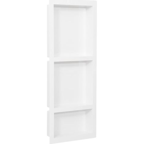 Niche de douche à 3 compartiments, blanc brillant, 41 x 99 x 9 cm