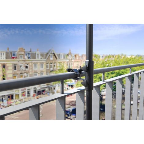 Porte-parapluie de jardin à fixation horizontale pour balustrades rondes - PLATINUM noir Homms (1/3)