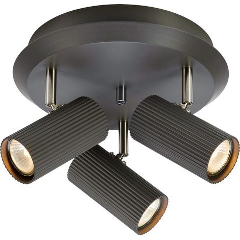 Markslojd COSTILLA Cluster Plafonnier Rond Spot 3 Lumières Gris Foncé, Nickel Satiné (1/3)