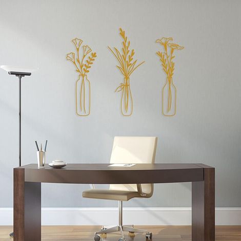 Lot de 3 Sculptures murales en métal Faites à la Main, Ornements muraux, pour Bureau, Salon, Chambre à Coucher, hôtel (1/4)