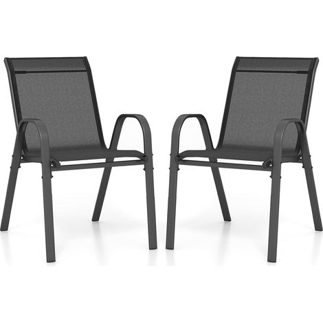 Set di 4 sedie da giardino impilabili 70 x 56 x 84 cm seduta ergonomica e confortevole design moderno acciaio nero 200012593
