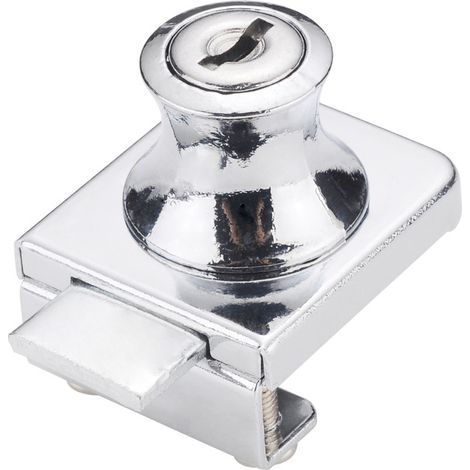Türschloss aus Chromstahl, Glasscheibenschloss, Schloss für Glastüren, Vitrinenschloss, für 5–8 mm Glastüren, Bohrer mit 2 Schlüsseln (1/5)
