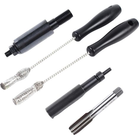 Kit de brosse de nettoyage d'injecteur, en acier inoxydable durable, élimination efficace du carbone, Argent et Noir (1/2)