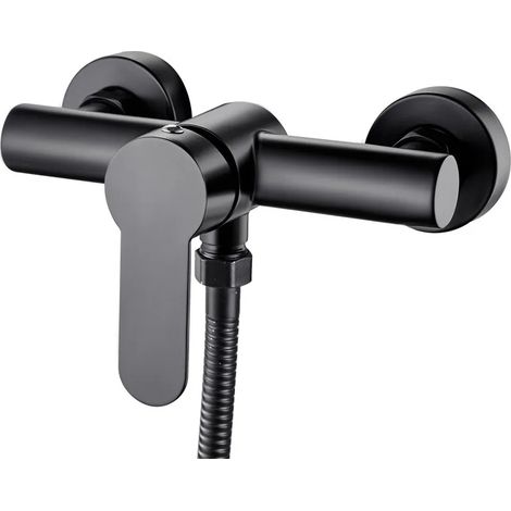 Bad-Duscharmatur, schwarzer Edelstahl, Badezimmer, Badewanne, Duscharmatur, Wandmontage, Duschkopf