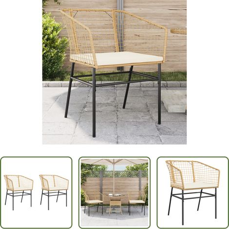 Chaise de jardin marron -  Chaises de jardin lot de 2 et coussins marron rotin (1/5)