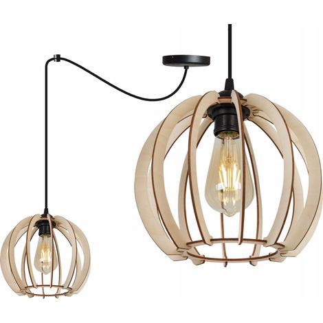 Moderne LED-Deckenpendelleuchte aus Holz (1/5)