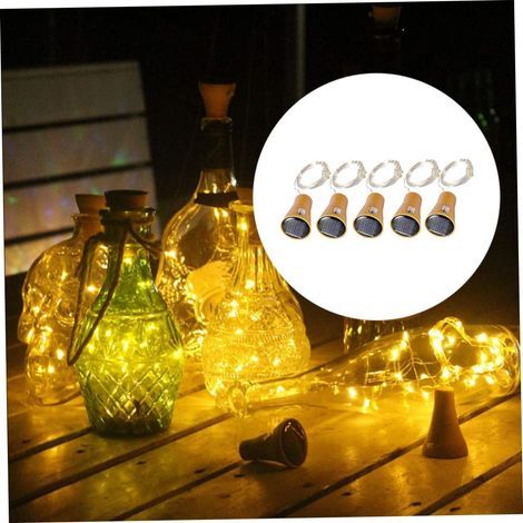 Solarbetriebene Lichterkette für Flaschen mit Korken, 5 Stück à 1 m, 10 LEDs (warmweißes Licht) (1/5)