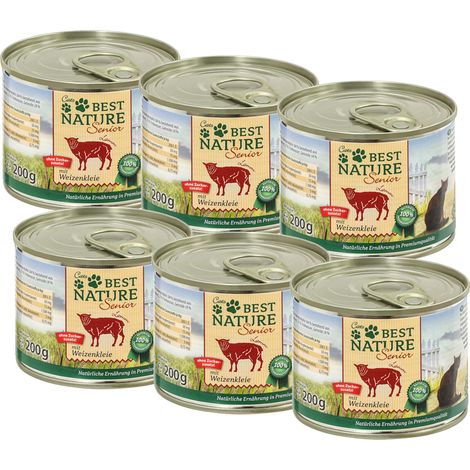 Best Nature Senior Lamm + Weizenkleie, Nassfutter für ältere Katzen - 6x 200g (1/2)