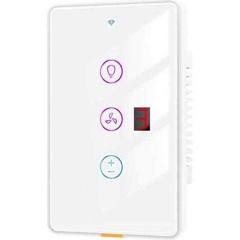 Tuya Smart WiFi Lüfter-Lichtschalter Touch-Wandpanel Sprach-Timer-Steuerung App-Fernbedienung Funktioniert für ein Gerät (1/5)