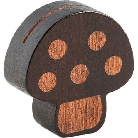 Porte-cartes en bois en forme de champignon – Motif mini hérisson – pour la maison et le bureau – Noir (1/5)