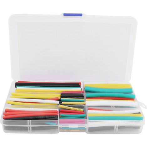 Kit di connettori termorestringenti, protezione isolante, guaina termorestringente, combinazione di 5 colori, 140 pezzi (1/5)
