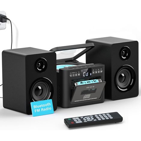 Stereo System with CD Player and Cassette Recorder, 40W Speaker with Bluetooth 5.1, Cassette Player with FM Radio, USB, TF, AUX, Remote Control, HiFi Music Equipment (1/5)
