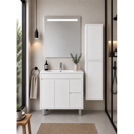 Mueble de baño con lavabo ORIGENBATH ISQUIA sin espejo 70x45 cm blanco con columna (1/5)