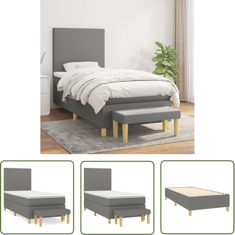 The Living Store Boxspringbett mit Matratze Dunkelgrau 80x200 cm Stoff - Boxspringbett - Doppelbett - Bettenrahmen - Schlafsystem - Liegekomfort (1/5)