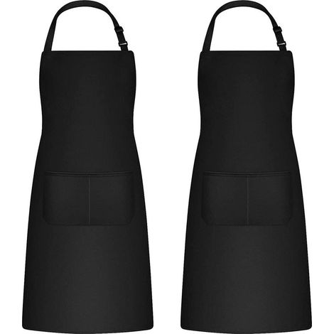 Conjunto de delantales de cocina de 2 piezas para hombres y mujeres, delantal para el hogar, delantal portaherramientas con 2 bolsillos para barbacoa, delantal de jardinería ajustable para adultos. (1/5)