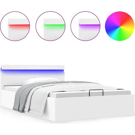 Maison Exclusive - Bett mit Bettkasten Hydraulisch LED Weiß Kunst (1/5)