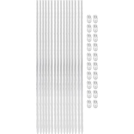 16 Stück 15,6 Zoll lange Acryl-Pflanzenstäbe, transparente Blumenstützstäbe mit 20 Clips für Orchideentöpfe