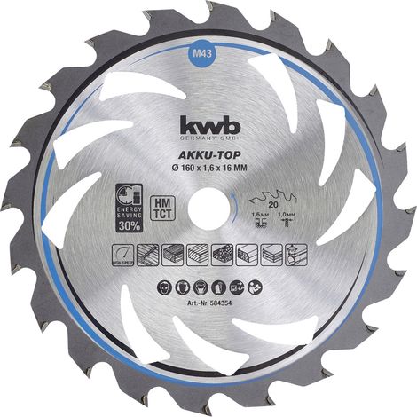 kwb 584354 Hartmetall Kreissägeblatt 160 x 16 x 1 mm Zähneanzahl: 20 1 St. (1/3)