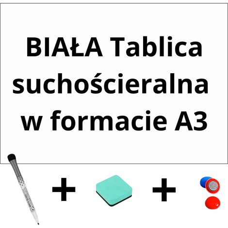 Imán blanco para nevera tamaño A3 - borrado en seco + rotulador + esponja + imanes (1/5)