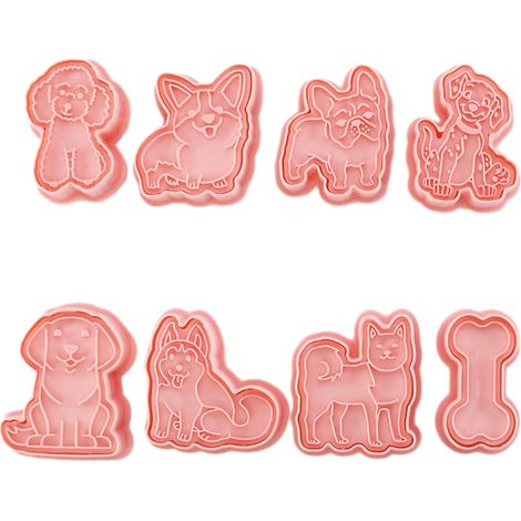 Moule À Biscuits Chien - 8 Pièces - En PP Alimentaire - Pour Pâtisserie Maison Et Décorations De Gâteaux D'Anniversaire (1/5)