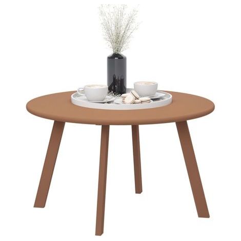 Petite table basse ronde, table d'appoint avec patins antidérapants, cadre en métal, pour jardin, Ø 70 x 42 cm, orange (1/5)