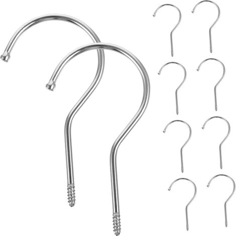 10 crochets à vis, inox, argenté, pour suspension et maison (1/5)
