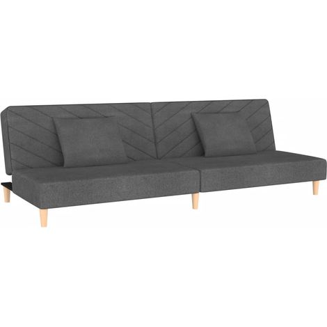 Canapé-lit，Canapé convertible à 2 places avec deux oreillers Gris foncé Tissu CFW22168 (1/5)