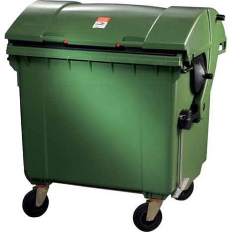 Grande contenitore per rifiuti 1,1 m³ HDPE verde mobile secondo DIN EN 840-3 SULO (1/2)