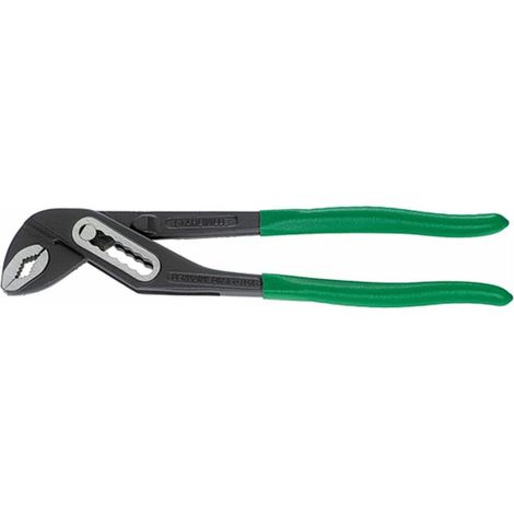 Pince multiprise, articulation emboîtée, longueur 240 mm, ouverture max. des mâchoires 34 mm, tête laquée noire, branches polies, gainage par trempage avec surface antidérapante.
