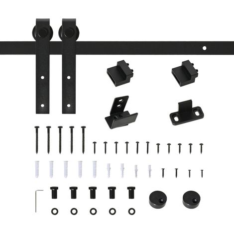 CHICFURN Kit binario per porta scorrevole singola 200 x 0,4 x 18 cm in acciaio nero (1/5)