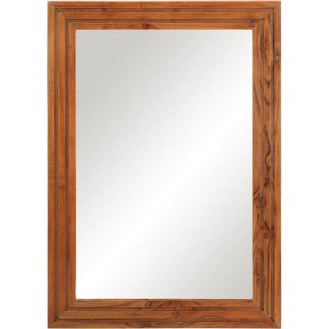 Miroir salle de bain 50x70 cm bois massif d'acacia et verre
