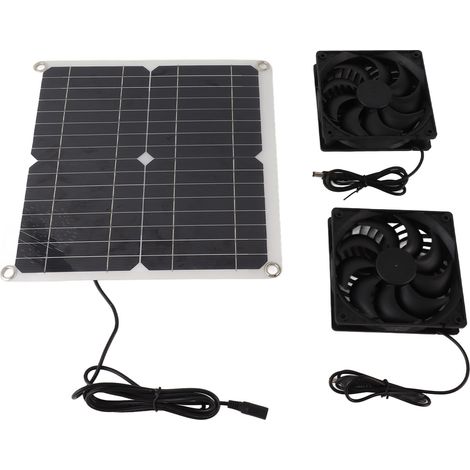 Doppellüfter mit 12-W-12-V-Solarpanel, effiziente Energieumwandlung, Kühlset (1/5)