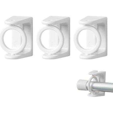6Ensemble support de tringle à rideaux et anneau de suspension, sans perçage - convient à toutes les surfaces lisses et planes (1/5)