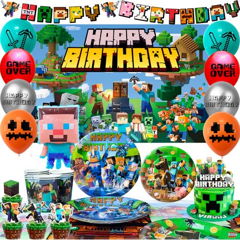Décoration De Anniversaire Pour Enfants Minecraft Vaisselle kit