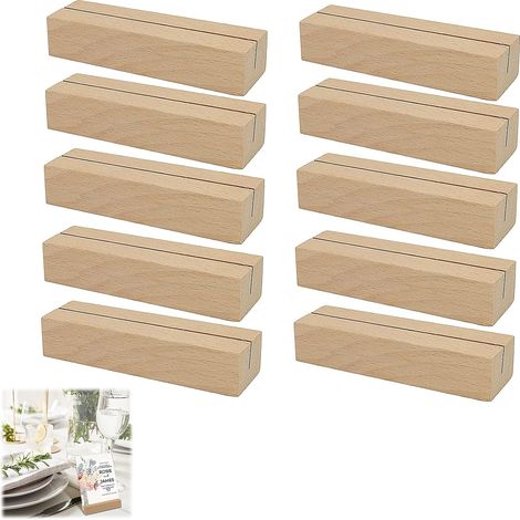 Lot de 10 porte-cartes de table en bois - Porte-cartes de menu - Pour mariages, restaurants, banquets et fêtes (1/5)