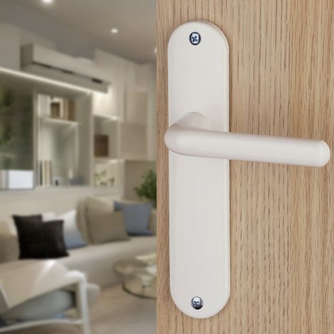 Ouvre&Déco – Lot de 2 poignées de porte FLAINE sans trou – Nylon blanc cassé – Entraxe 165 mm – Installation simplifiée et esthétique