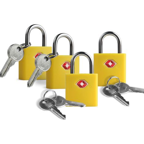 Lot de 4 cadenas de voyage avec clés – Cadenas en alliage de zinc, recouvert de plastique ABS, petits verrous sécurisés pour valises, sacs à dos, casiers de gym (1/5)