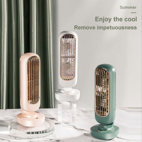 Ventilateur Sur Pied - 3 Vitesses - Moteur Sans Balais - Batterie Intégrée 2000 mAh - Pour Bureau Et Espace Restreint - Blanc - 1 Pièce (1/5)