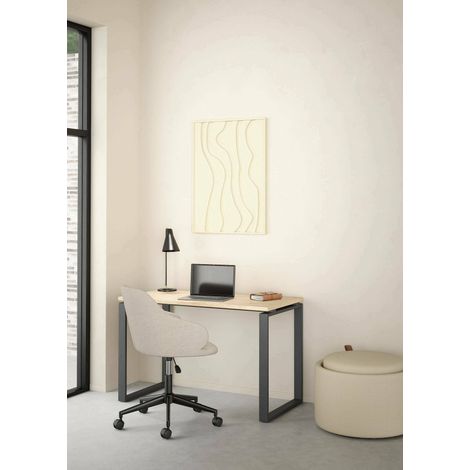 Dmora - Escritorio Pierrot, Escritorio multiusos, Mesa de oficina para PC, El plan de trabajo, 120x60 h76 cm, Roble y Gris (1/5)