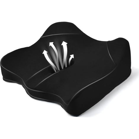 Cuscino per seggiolino auto, cuscino rialzato in memory foam, seggiolino rialzato per adulti, cuscino rialzato per conducente per auto, ufficio, casa (nero)