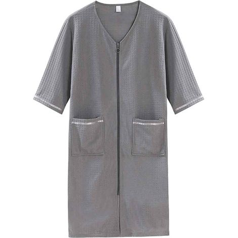 1 peignoir femme, fermeture éclair avant, manches 3/4, poches latérales, tenue d'intérieur et de bain (1/5)