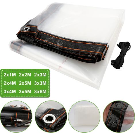 TolleTour Lona transparente PE 200 x 100 cm para invernadero, con ojales