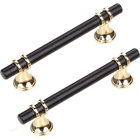 Set mit 2 Möbelgriffen, Schlafzimmertürgriffen, modernen Türgriffen, minimalistischen Luxusgriffen, Schranktürgriffen, Schubladengriffen, Schwarz, 128 mm