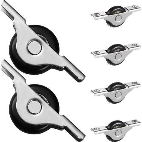 de 6 roulettes noires en nylon pour portes coulissantes de (1/5)