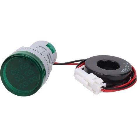Runde LED-Anzeigeleuchte mit Digitalanzeige für Wechselspannung und -strom 2 in 1 (Grün) (1/5)